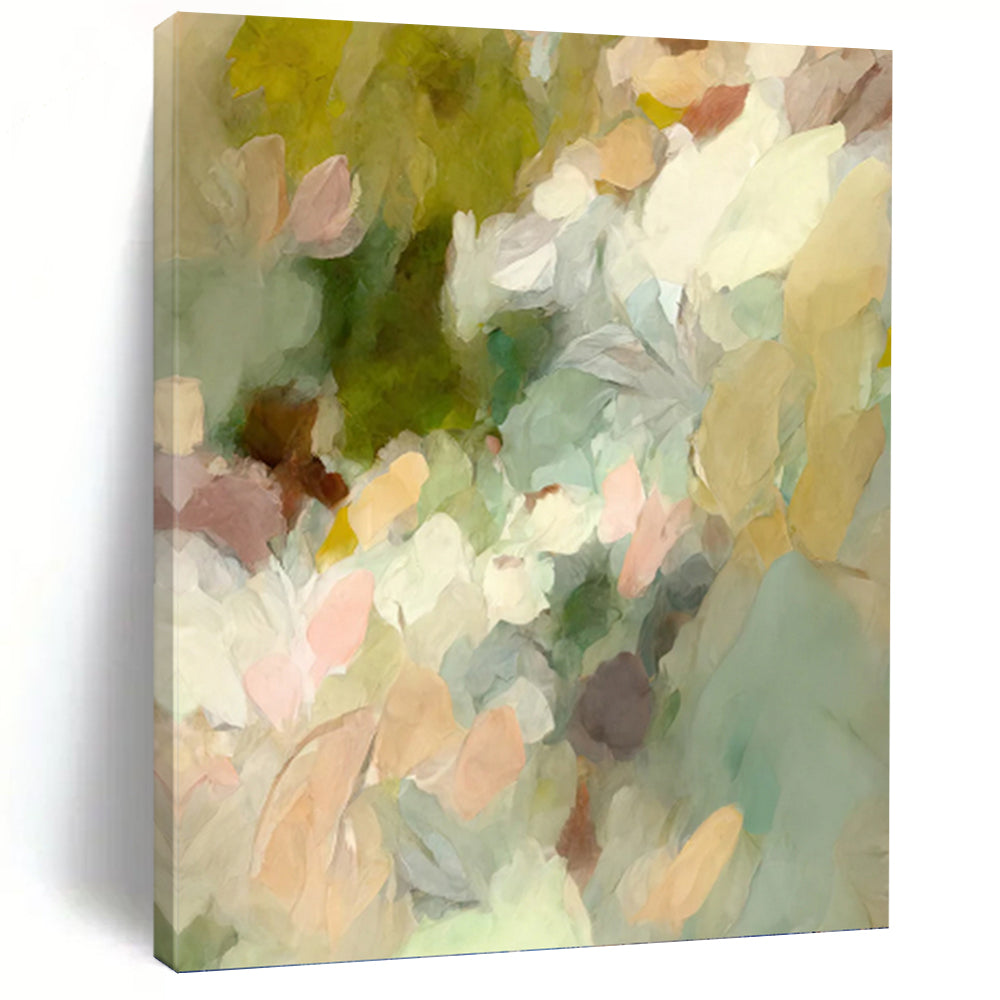 Pastel Floral Impression - Soft Abstract Flower Painting On Canvas DKH1352