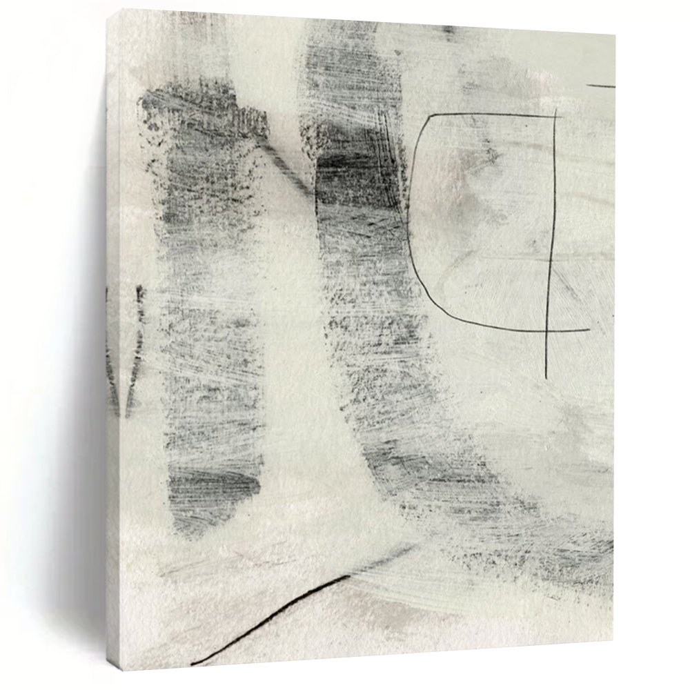 “Monochrome Textured Marks” - Black, White Abstract Painting On Canvas DTP213