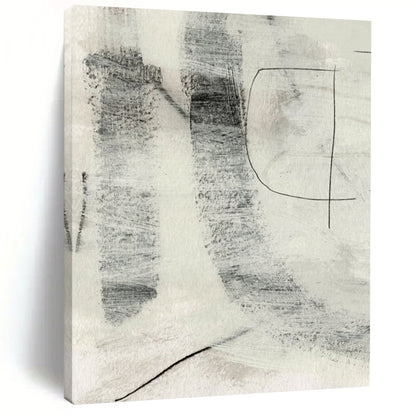 “Monochrome Textured Marks” - Black, White Abstract Painting On Canvas DTP213
