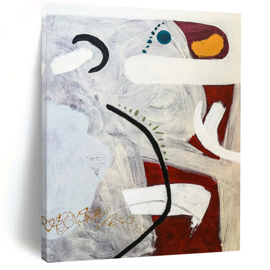 Mixed Media Abstract - Reds, Whites, and Intricate Details Painting On Canvas CT2380