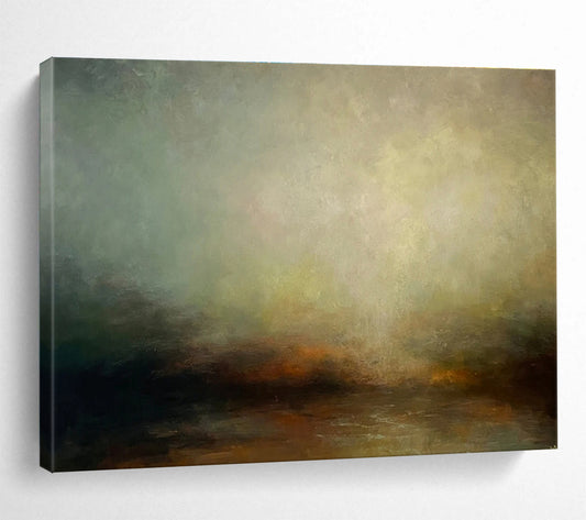 “Muted Earth Tones Abstract Horizon” - Minimalist Landscape Painting On Canvas DKH773