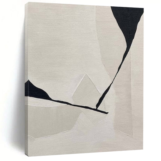 “Black & White Geometry 2” - Minimalist Abstract Painting On Canvas CT2249