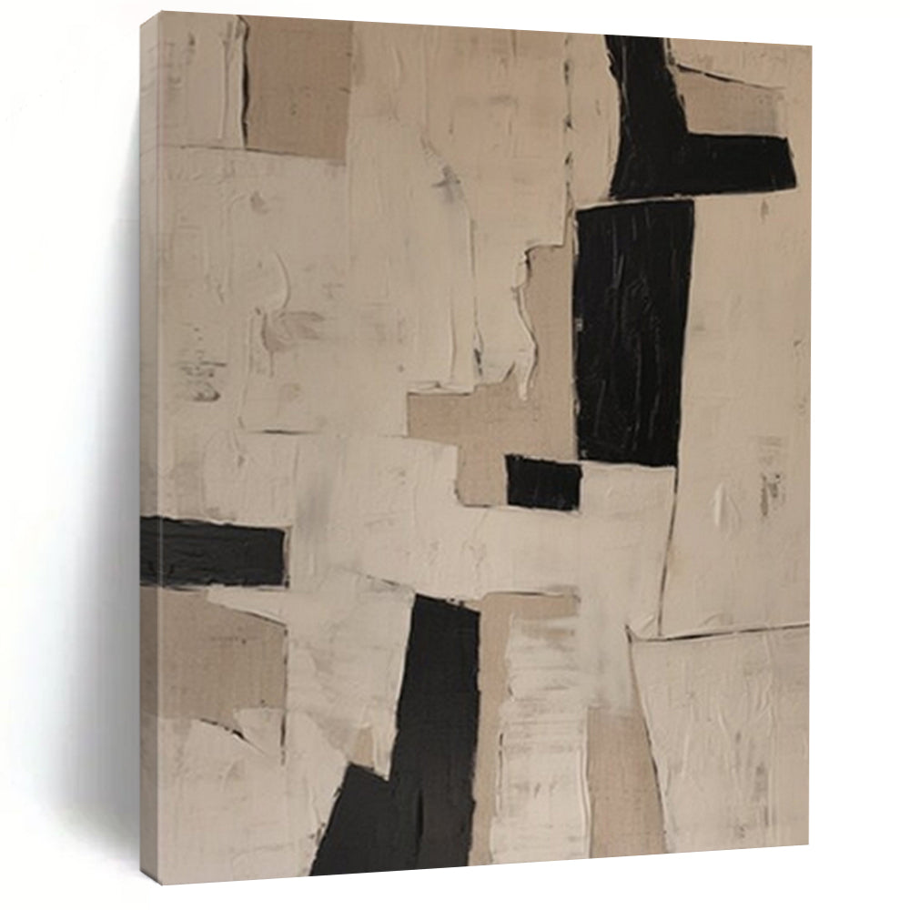 “Neutral - Toned Geometric Abstract” ，Abstract Geometric Acrylic Painting CT0952