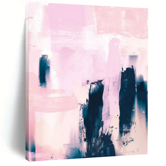 “Pink and Indigo Urban Abstract” - Abstract Expressionist Painting On Canvas DTP179