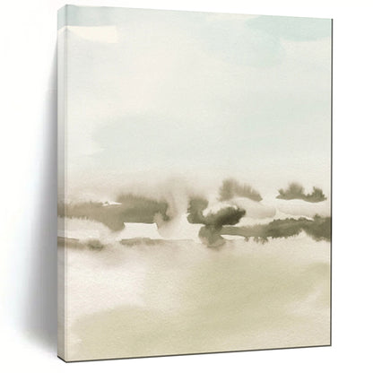 “Soft Hues of Green and Gray - Misty Landscape” - Watercolor Abstract Art CT1963
