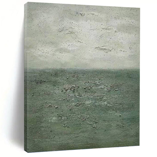 Textured Green and Gray Seaside Abstract - Abstract Painting On Canvas DKH1504