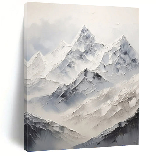 Snowy Mountain Peaks - Abstract Landscape Painting On Canvas DKH1248