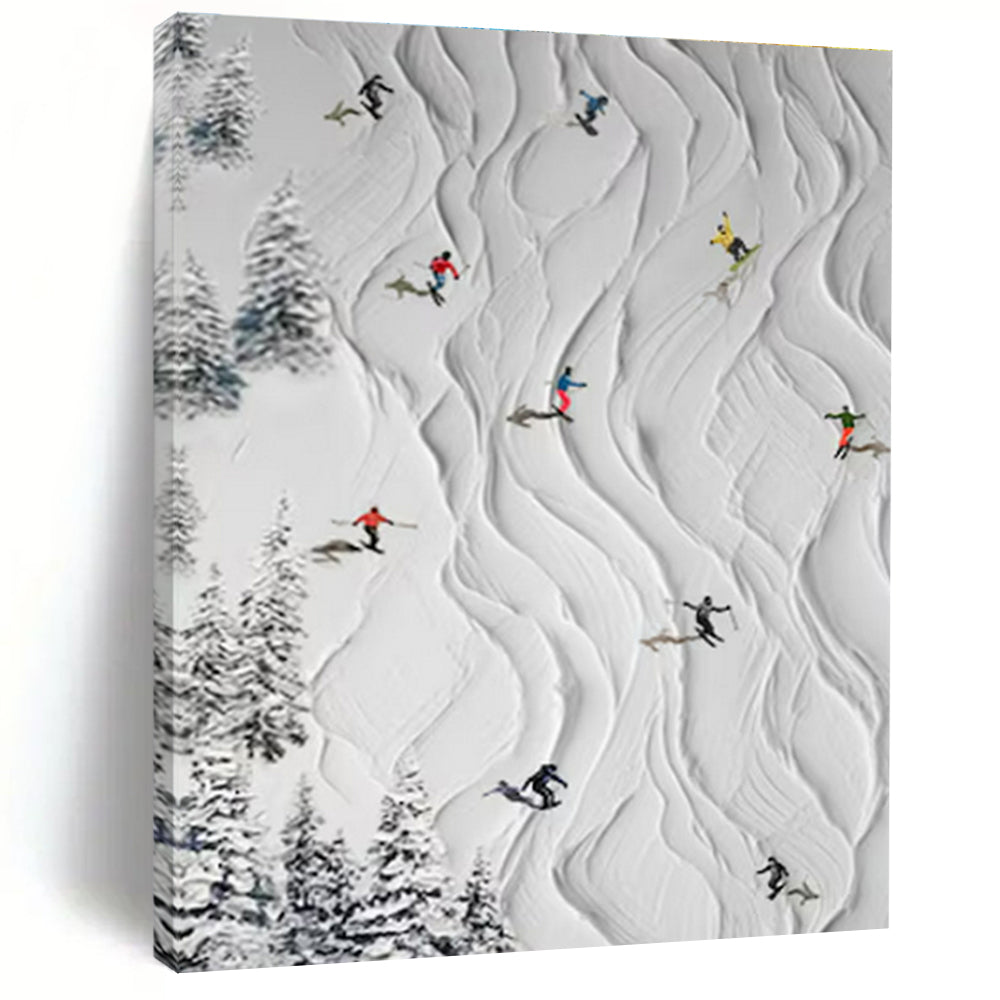 Textured Ski Slope - Mixed - Media Textured Painting CT1401