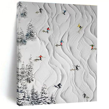 Textured Ski Slope - Mixed - Media Textured Painting CT1401