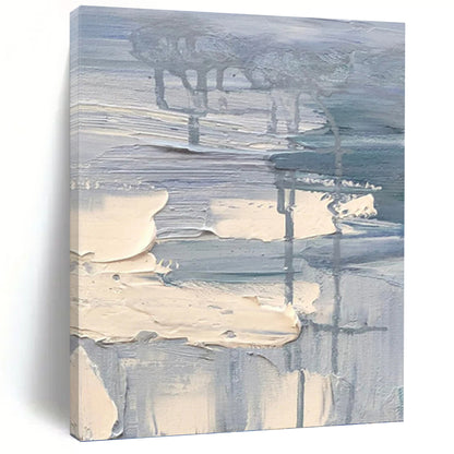 Soft Gray and Beige Impasto Layers - Abstract Impasto Painting On Canvas DKH1292