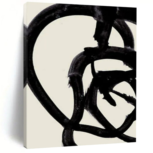 “Twisted Black Ink - Like Loops” - Abstract Painting On Canvas CT2317