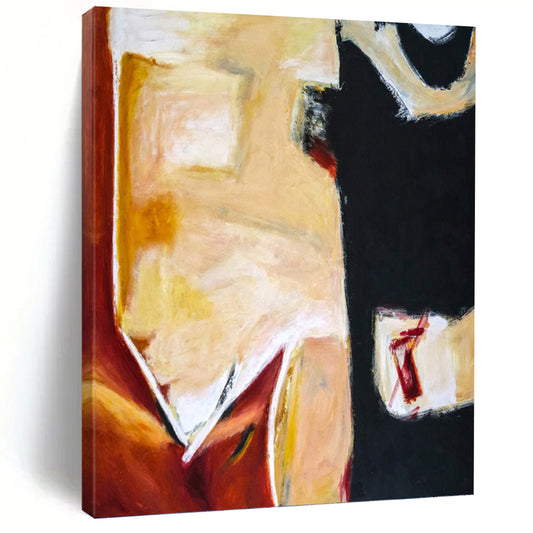 “Warm Tones & Black Abstract Forms” - Expressive Abstract Painting On Canvas DKH1090