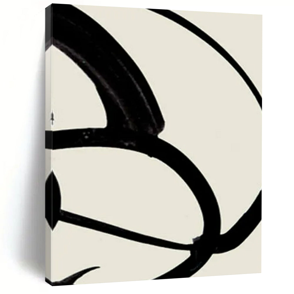 “Intertwined Black Ink Curves” - Abstract Painting On Canvas CT2318