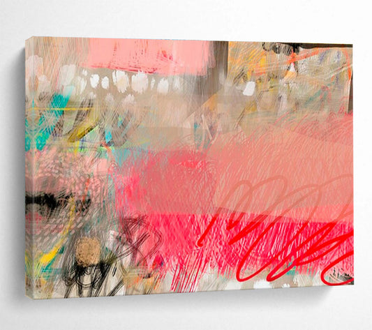 Blush & Brushstrokes Pink Colorful Abstract Strokes Painting On Canvas DKH206