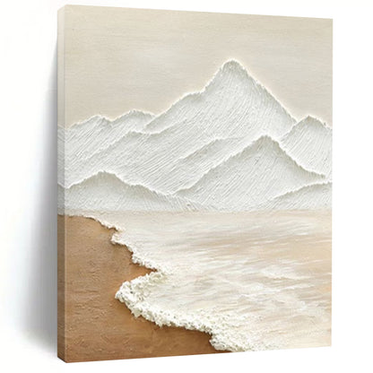 “Textured Mountain - White, Beige 3D Landscape” Painting On Canvas DTP273