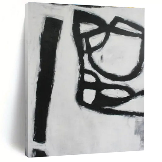 Black - White Minimalist Forms - Minimalist Abstract Acrylic Painting CT1415
