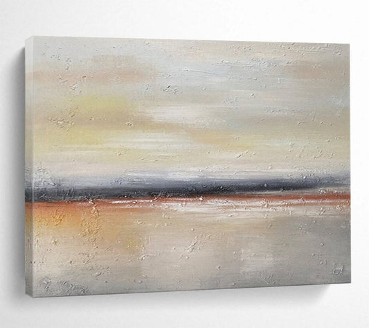 “Gray, Orange, Subtle ‘Dawn Horizon’” - Abstract Landscape Painting On Canvas DLZ019