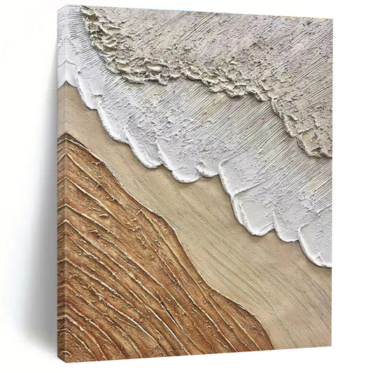 Beige - Brown Textured Layers, “Earthen Rhythms” - Textured Abstract Mixed - Media Painting CT0721