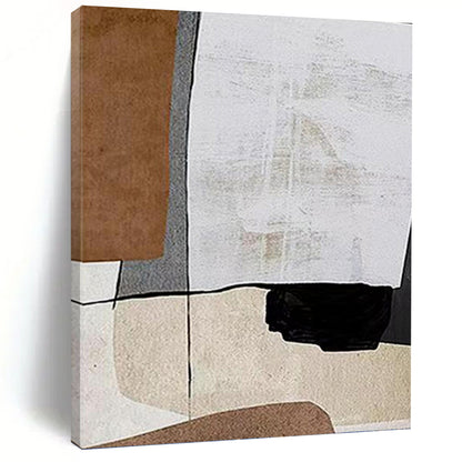 “Neutral Geometry” - Brown, Gray, White & Black Abstract Forms Painting On Canvas DKH1520