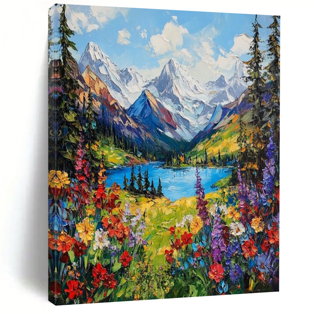“Vibrant Mountain Landscape” – Impressionistic Oil Painting On Canvas CT2156