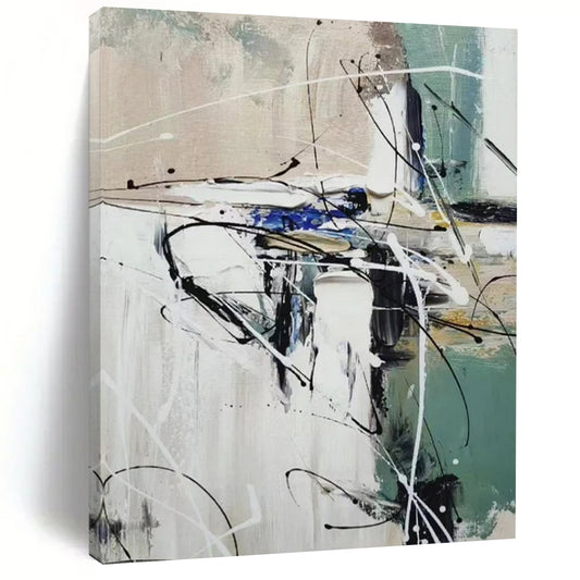 Abstract Black & White Swirls - Expressionist Abstract Painting On Canvas CT2297