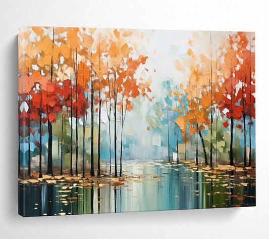 “Misty Forest River” Landscape - inspired Impressionist Painting On Canvas DLZ164