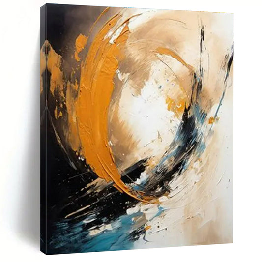 “Orange - Blue - Black Abstract Swirl” ，Abstract Oil Painting CT0829