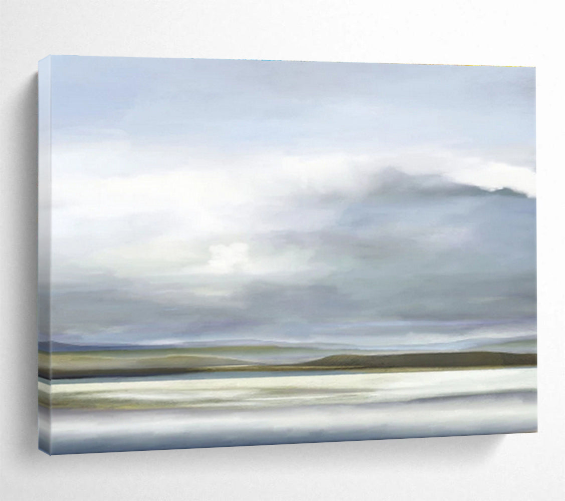 “Soft Hues: Tranquil Landscape” Minimalist Landscape Painting On Canvas DKH360