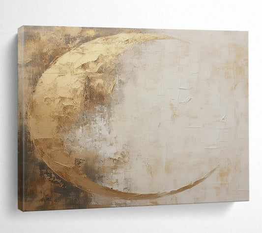 “Gilded Crescent Moon” Abstract Celestial Painting On Canvas DLZ081