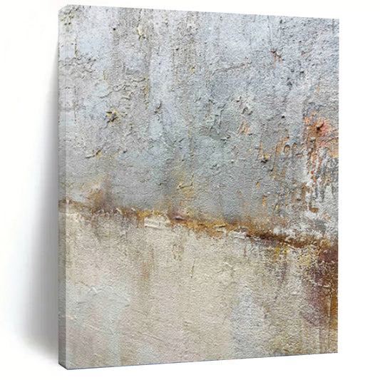 “Rustic Textures” - Gray & Brown Weathered Surface Painting On Canvas DKH1508