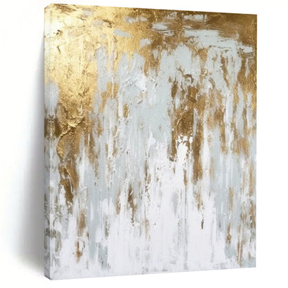 “Gold - Gray Dripping Elegance” – Textured Abstract Art CT1037