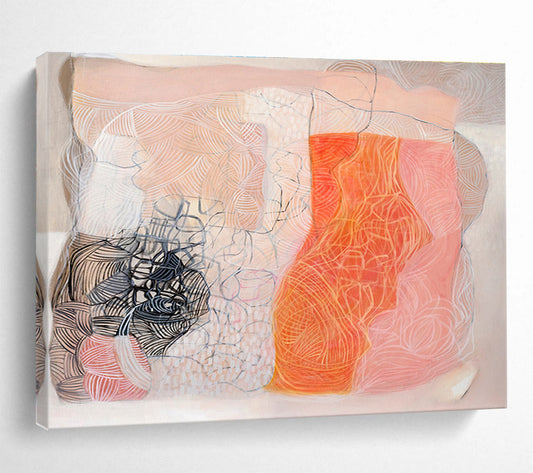 Abstract with Pastel and Black - Intricate Lines and Shapes Painting On Canvas DKH052