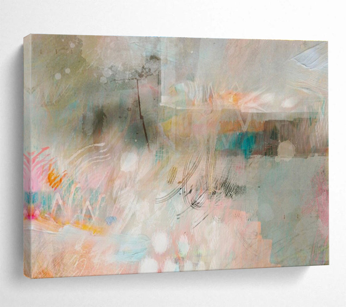 Soft Hued Memories Pastel Toned Abstract Textures Painting On Canvas DKH203