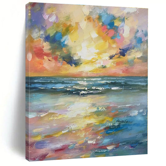 Vibrant Seaside Sunset - Impressionist Seaside Acrylic Painting CT1392