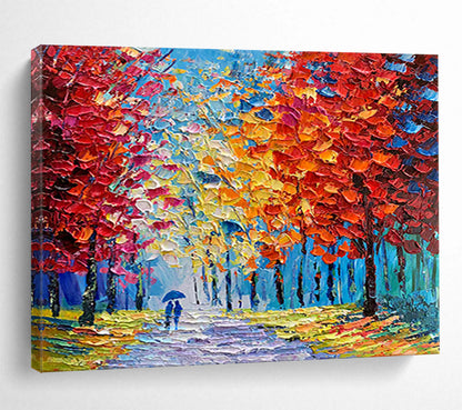 Colorful Autumn Path - Impressionist Landscape Painting On Canvas DLZ200