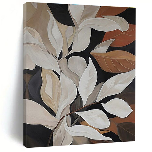 “Elegant Leaves in Earth Tones”，Abstract Botanical Style CT0667