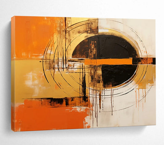 “Vibrant Orange And Black Abstraction” Abstract Painting On Canvas DLZ105