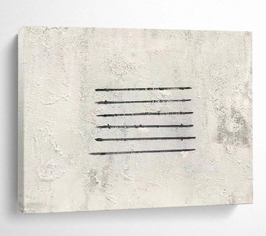 “Linear Simplicity in Gray” - Gray & Black Minimalist Abstract Painting On Canvas DLZ262