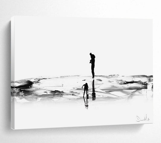 “Silhouette Beach Scene” Monochrome Landscape Painting On Canvas DLZ114