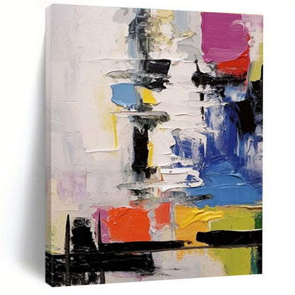 “Colorful Blocks, Textured Brushstrokes” - “Patchwork Passion”，Textured Acrylic Painting CT0698