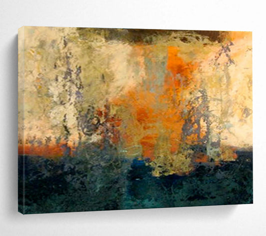 “Warm - Toned Abstract Composition” Abstract Fauvist - Inspired Painting On Canvas DKH378