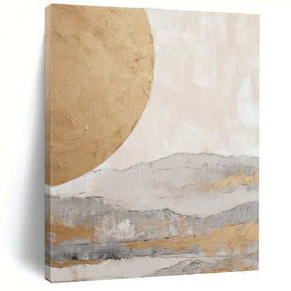 Gold, Gray & White Landscape, “Ethereal Horizons” - Textured Abstract Landscape Acrylic Painting CT0745