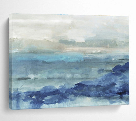 “Blue Abstract Seaside” Abstract Watercolor - Inspired Painting On Canvas DKH414