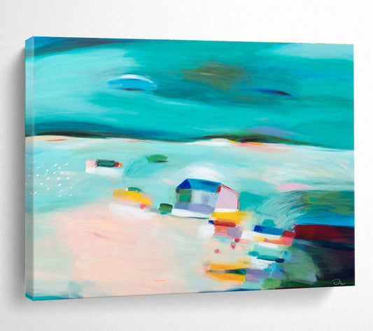Abstract Coastal Scene - Soft Hues and Dreamy Forms Painting On Canvas DKH058