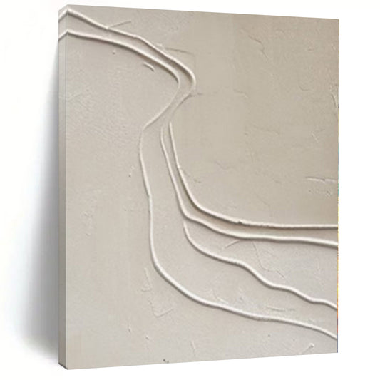 “Textured Beige Wavy Lines” – Minimalist Textured Painting CT1094