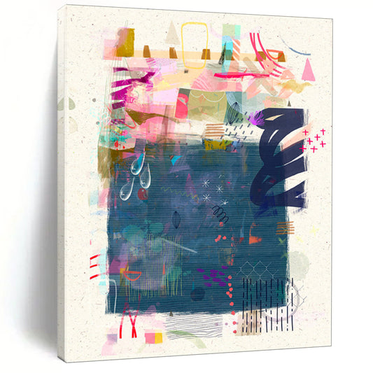 Colorful Collage, Whimsical Elements - "Dream Scrapbook" - Mixed - media Abstract Art CT1822