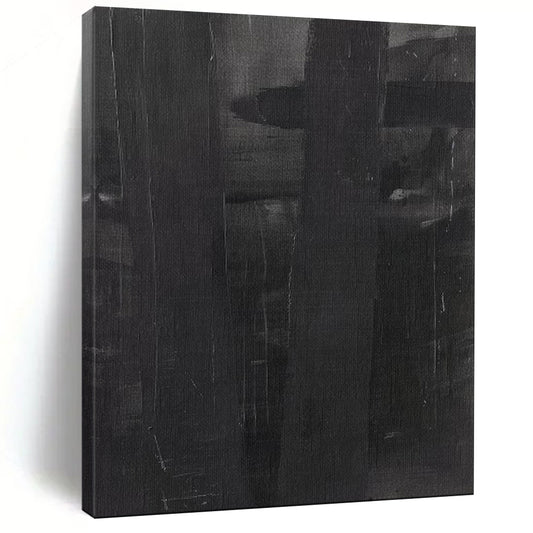 “Dark Gray Abstract Textures” - Abstract Expressionist Oil Art CT1927