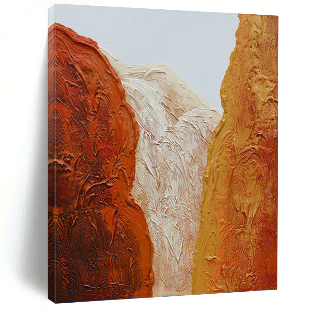 “Textured Canyon Colors” - Red, White & Orange Textured Abstract Landscape Painting On Canvas DKH1210