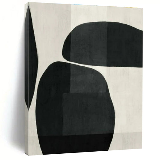 Black & White, Curved Shapes - "Monochrome Curves" - Abstract Ink Painting CT1448
