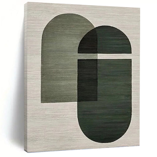 “Green Geometric Overlap - Modern Harmony” Painting On Canvas DKH1131
